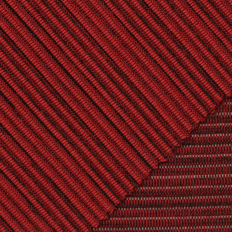 Dark Red Horizontal-Stripe Pointelle Knit, Poly-Nylon