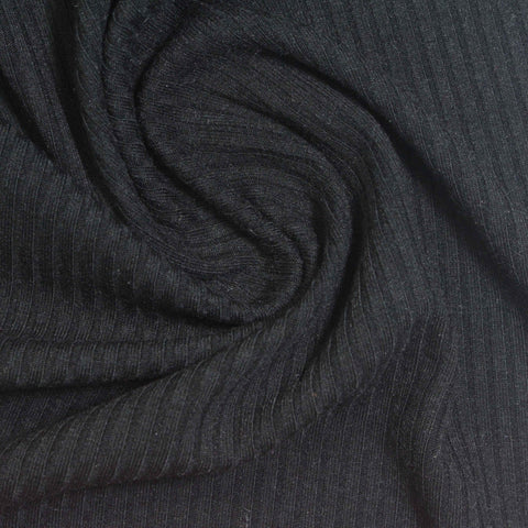 Black Textured Rib Knit, Poly-Viscose