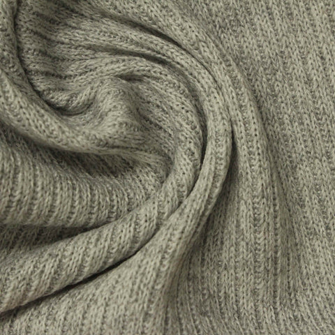 Light Grey Marl Rib Knit, Polyester, 280 gsm