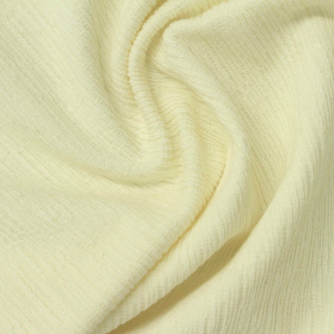 Pale Cream Crinkled Interlock Knit, Poly-Cotton