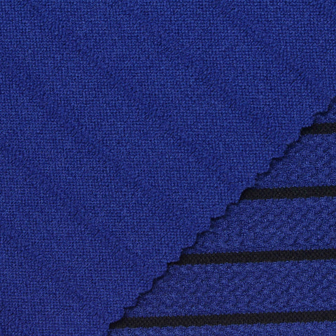 Blue Horizontal-Stripe Knit, Polyester, 250 gsm