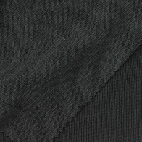 Black Ribbed Rib Knit, Poly-Cotton