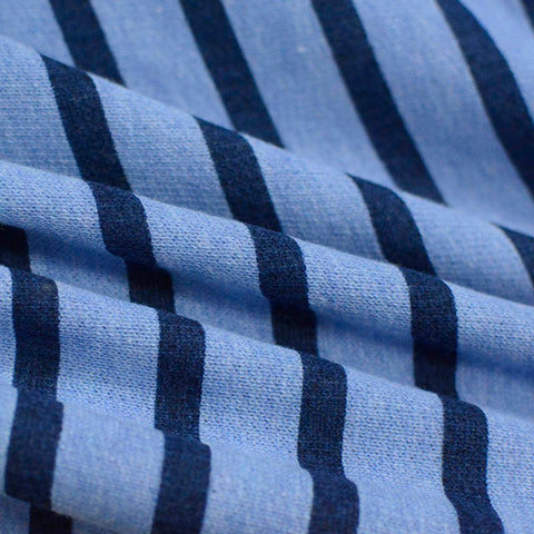 Dark Blue Stripes French Terry, Cotton-Poly