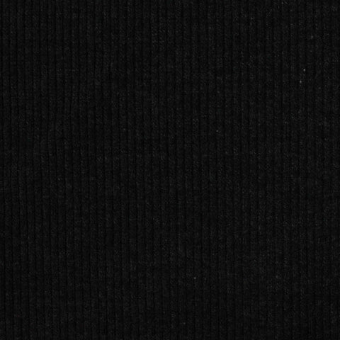 Cotton Polyester Stretch Rib Knit Fabric, 286 gsm, 165 cm — Black