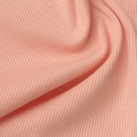 Dusty Peach Ribbed Rib Knit, Poly-Cotton