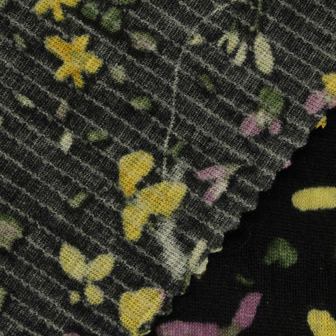 Black Floral Crepe, Polyester