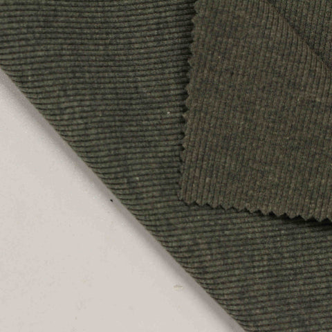 Polyester Cotton Stretch Rib Knit Fabric, 400 gsm, 140 cm — Khaki