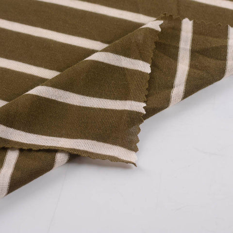 Olive Horizontal-Stripe Jersey Knit, Polyester