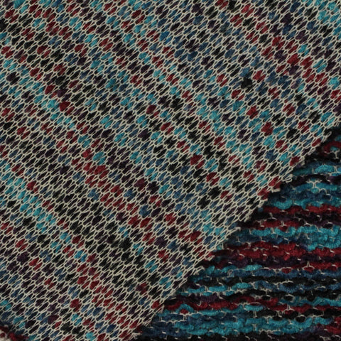 Teal Horizontal-Stripe Chenille, Polyester
