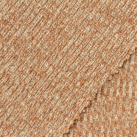 Brown Marl Rib Knit, Poly-Viscose, 180 gsm