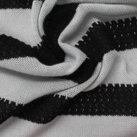 Black Diagonal-Stripe Chunky Knit, Polyester, 177 gsm