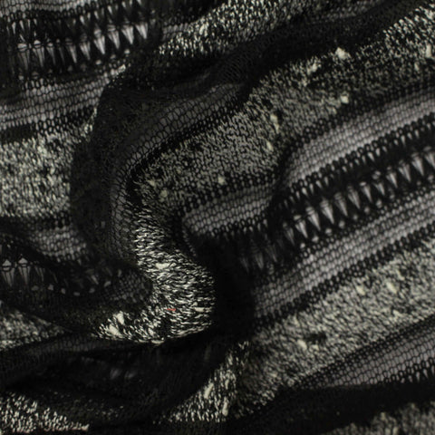 Black Horizontal-Band Chunky Knit, Poly-Viscose