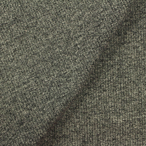 Dark Grey Marl Rib Knit, Cotton, 476 gsm
