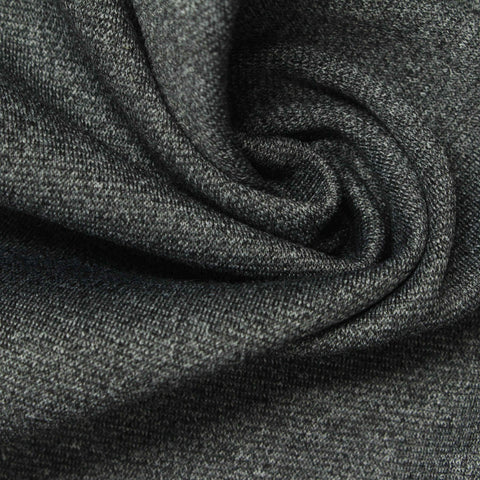 Heather Grey Marl Rib Knit, Polyester, 228 gsm