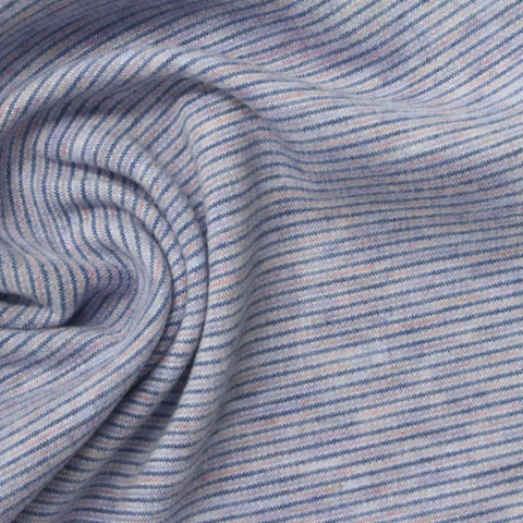 Blue Horizontal-Stripe Jersey Knit, Poly-Viscose, 220 gsm