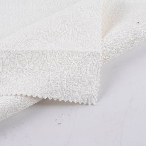 White Tone-on-Tone Floral Jacquard, Poly-Cotton