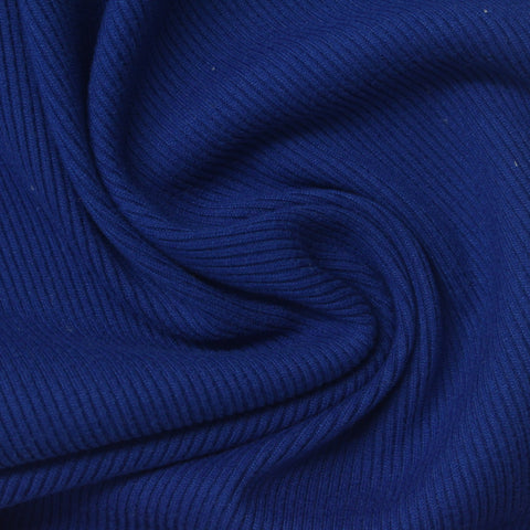 Brushed Polyester Stretch Rib Knit Fabric, 200 gsm, 140 cm — Blue