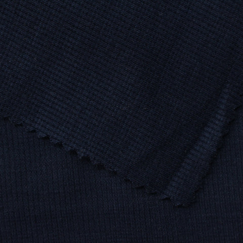 Navy Ribbed Rib Knit, Poly-Cotton