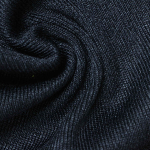 Dark Blue Marl Rib Knit, Polyester, 388 gsm