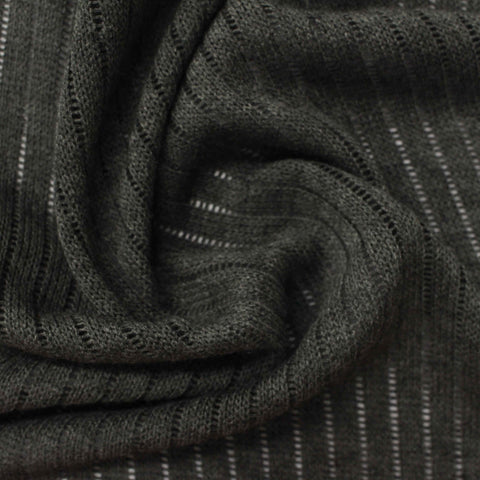 Dark Grey Tone-on-Tone Chunky Knit, Poly-Viscose, 172 gsm