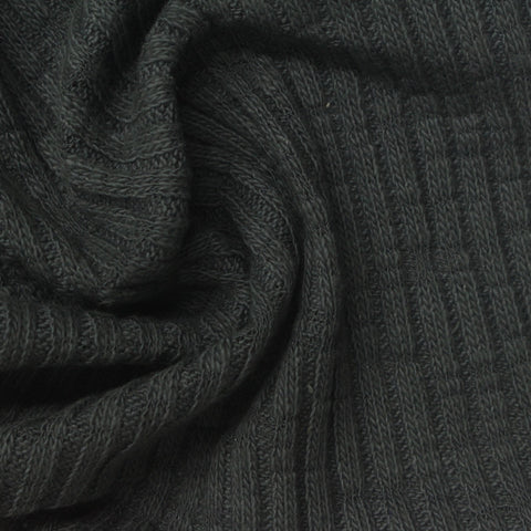 Cotton Stretch Rib Knit Fabric, 260 gsm, 170 cm — Grey