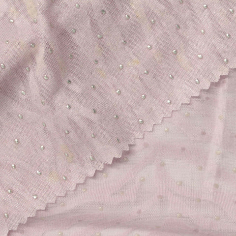 White Dots Jersey Knit, Cotton-Poly