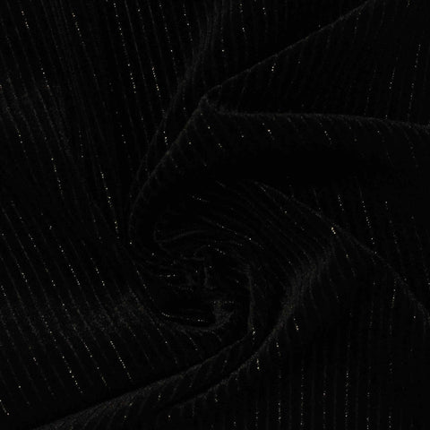 Black Glitter-Stripe Warp Knit, Polyester