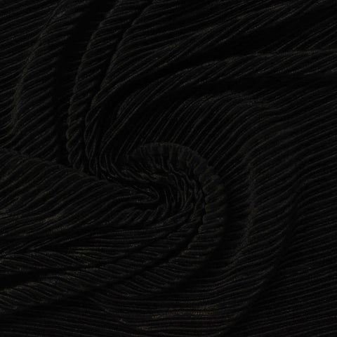 100% Polyester Plissé Fabric, 125 gsm — Black
