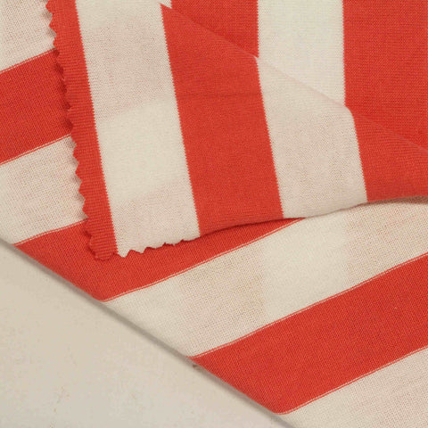 Red Stripe Jersey Knit, Cotton-Poly