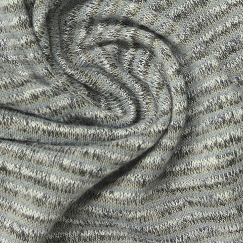 Heathered Grey Horizontal-Stripe Knit, Poly-Viscose
