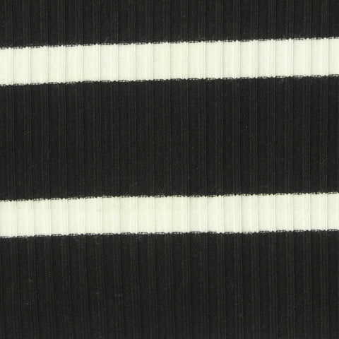Black Diagonal-Stripe Rib Knit, Viscose, 330 gsm, 120 cm