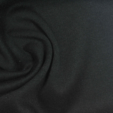 Brushed Polyester Cotton French Terry Fabric, 230 gsm, 160 cm — Black