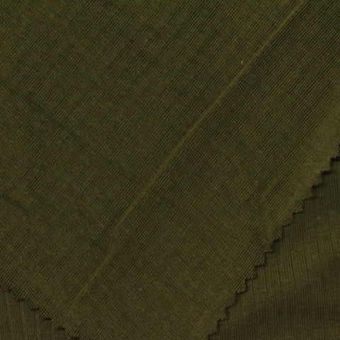 Cotton Modal Stretch Rib Knit Fabric, 197 gsm, 146 cm — Green