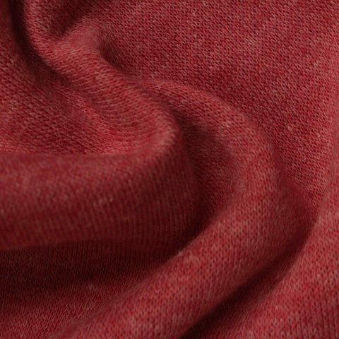 Brushed Polyester Cotton French Terry Fabric, 270 gsm, 170 cm — Red