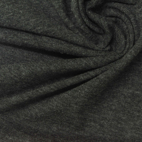 Dark Grey Heathered-Marl Jersey Knit, Poly-Cotton, 140 gsm