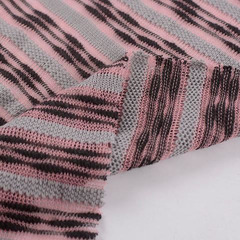 Pink Wavy-Stripe Chunky Knit, Polyester