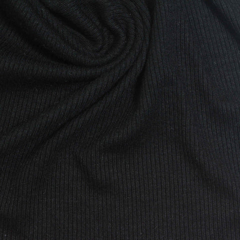 Black Ribbed Rib Knit, Viscose