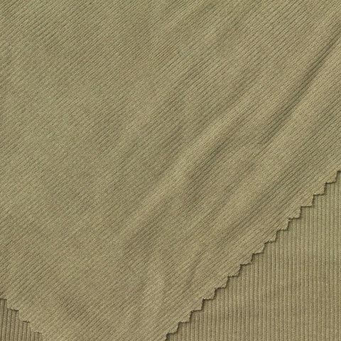 Washed Modal Polyester Rib Knit Fabric, 180 gsm, 164 cm — Khaki