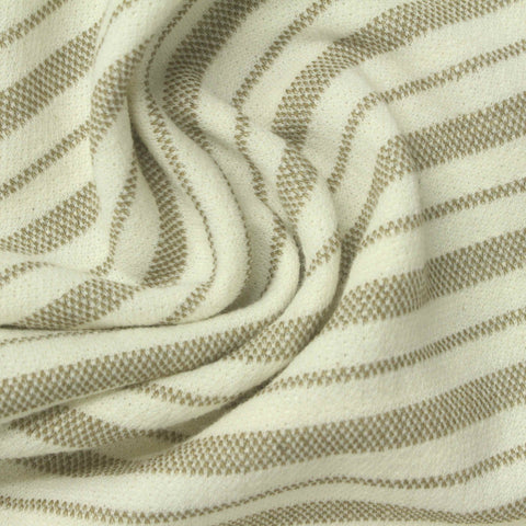 Cream Horizontal-Stripe Chunky Knit, Poly-Cotton, 290 gsm