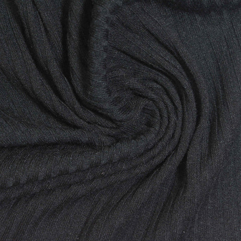 Black Ribbed Rib Knit, Poly-Viscose