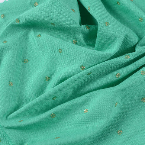 Turquoise Polka-Dot Jersey Knit, Poly-Viscose