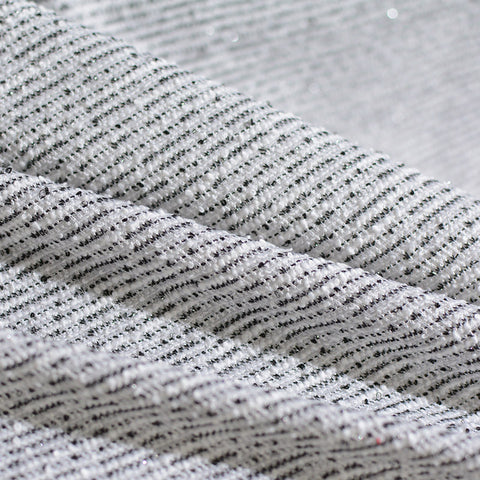 Black Horizontal-Stripe Interlock Knit, Metallic