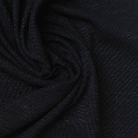 Tencel Lyocell Polyester Rib Knit Fabric, 150 gsm, 167 cm — Black