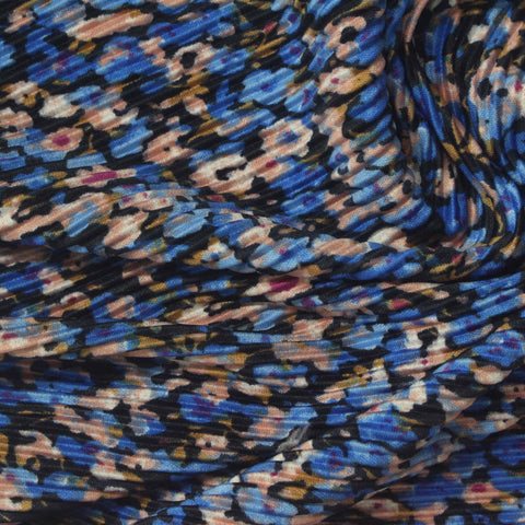 Blue Floral Plissé, Polyester