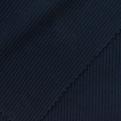 Navy Rib Knit, Poly-Cotton