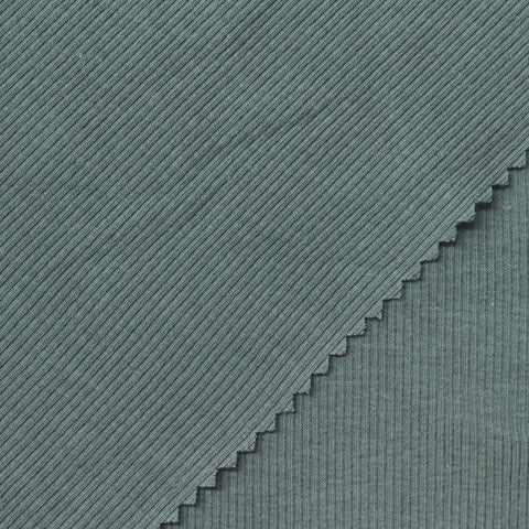 Cotton Stretch Rib Knit Fabric, 263 gsm, 120 cm — Blue