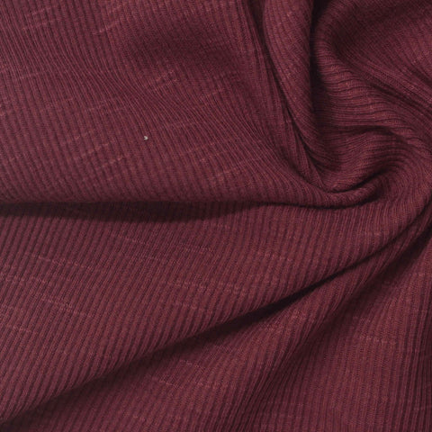 Burgundy Heather Rib Knit, Cotton-Modal