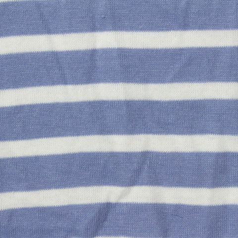 Blue Horizontal-Stripe Jersey Knit, Cotton, 132 gsm