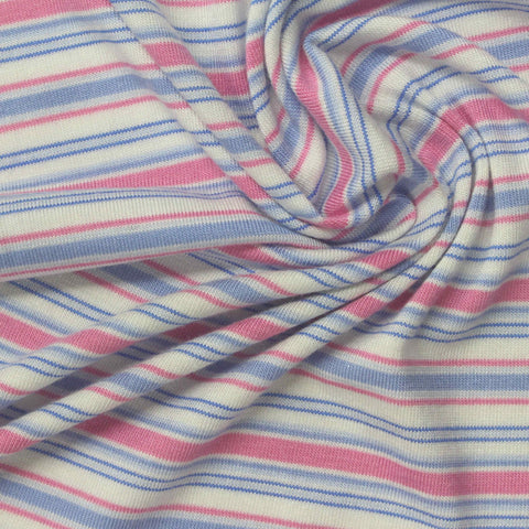 Pink Stripes Jersey Knit, Viscose
