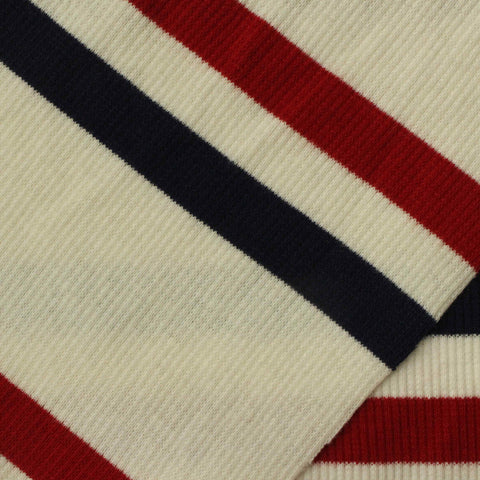 Cream Horizontal-Stripe Rib Knit, 215 gsm